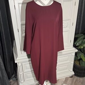 Carmen Marc Valvo Elegant Burgundy Midi Dress Size 18W